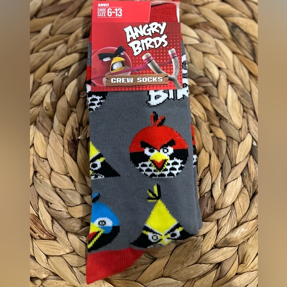✨NWT✨ANGRY BIRDS 🐤🐦🐦‍🔥CREW SOCKS 🧦🧦 ADULT Shoe Size 6-13 - Picture 2 of 7